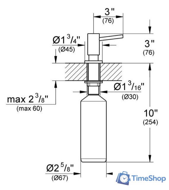 Дозатор для моющего средства Grohe Cosmopolitan 40535000 (хром) - Изображение №5 — Интернет-магазин Time-Shop