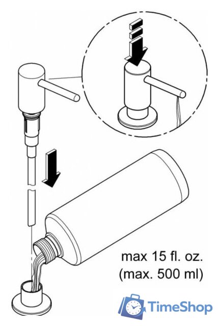 Дозатор для моющего средства Grohe Cosmopolitan 40535000 (хром) - Изображение №6 — Интернет-магазин Time-Shop
