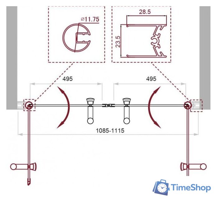 Душевая дверь BelBagno UNO-B-2-110-CH-Cr - Изображение №2 — Интернет-магазин Time-Shop