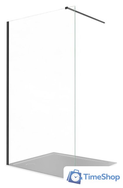 Душевая стенка Aquatek Walk in с держателем 120x200 AQ.WI.120.1BL (черный/прозрачное стекло) - Изображение №1 — Интернет-магазин Time-Shop