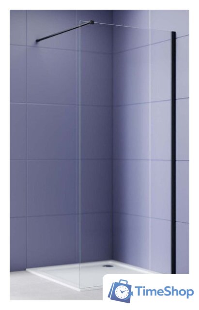 Душевая стенка Aquatek Walk in с держателем 120x200 AQ.WI.120.1BL (черный/прозрачное стекло) - Изображение №2 — Интернет-магазин Time-Shop