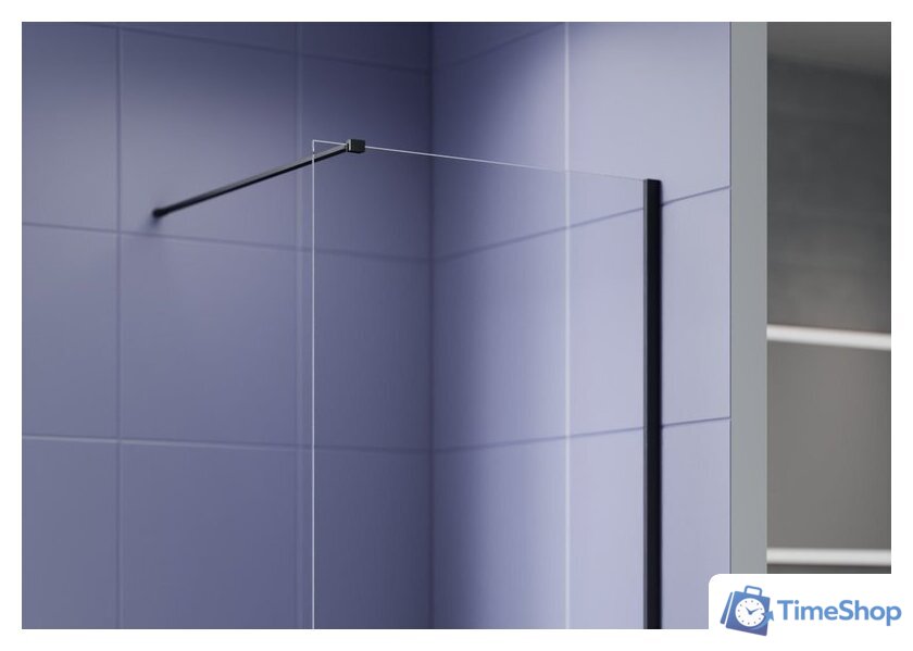 Душевая стенка Aquatek Walk in с держателем 120x200 AQ.WI.120.1BL (черный/прозрачное стекло) - Изображение №4 — Интернет-магазин Time-Shop