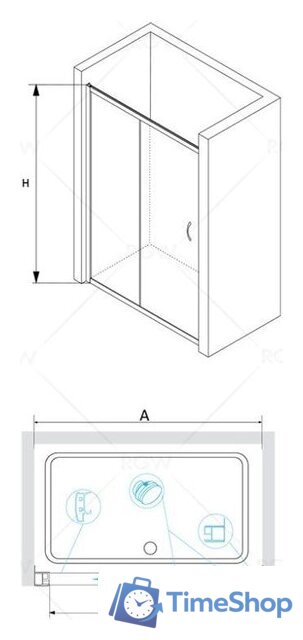 Душевая дверь RGW PA-016 350801615-21 150 (хром/матовое стекло) - Изображение №3 — Интернет-магазин Time-Shop