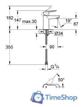 Смеситель Grohe BauEdge 23330000 - Изображение №2 — Интернет-магазин Time-Shop
