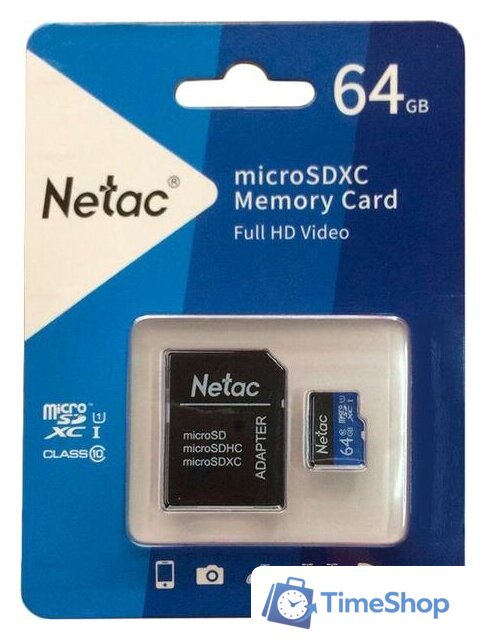Карта памяти Netac P500 Standard 64GB NT02P500STN-064G-R + адаптер - Изображение №2 — Интернет-магазин Time-Shop