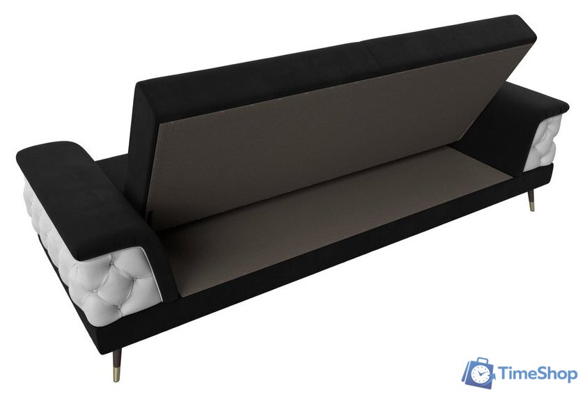 Диван Лига диванов Лига-023 119157 (микровельвет черный/компаньон/подушки экокожа белый) - Изображение №7 — Интернет-магазин Time-Shop