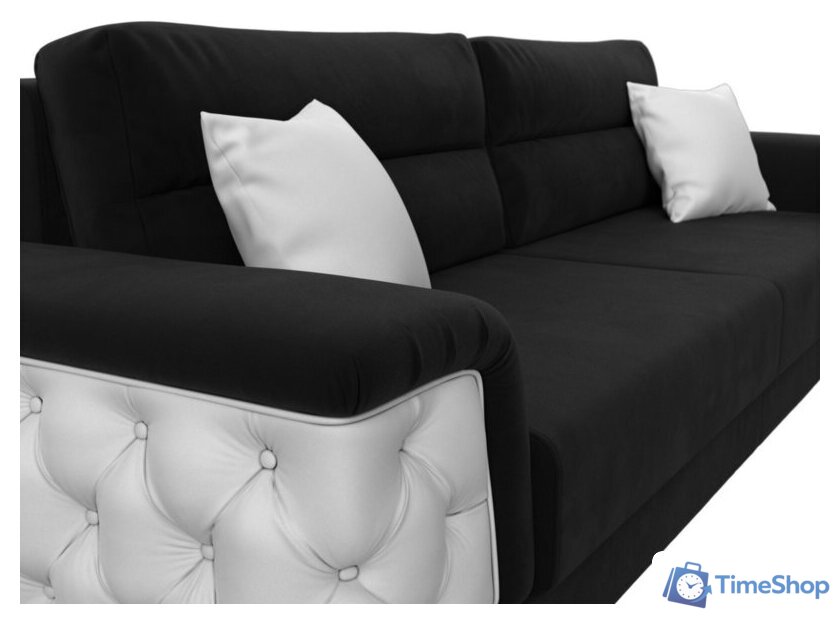 Диван Лига диванов Лига-023 119157 (микровельвет черный/компаньон/подушки экокожа белый) - Изображение №3 — Интернет-магазин Time-Shop