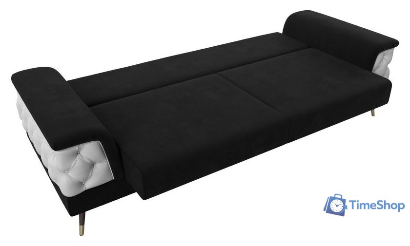 Диван Лига диванов Лига-023 119157 (микровельвет черный/компаньон/подушки экокожа белый) - Изображение №8 — Интернет-магазин Time-Shop