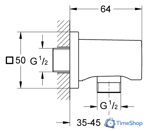 Шланговое подключение Grohe Rainshower 27076000 (хром) - Изображение №2 — Интернет-магазин Time-Shop
