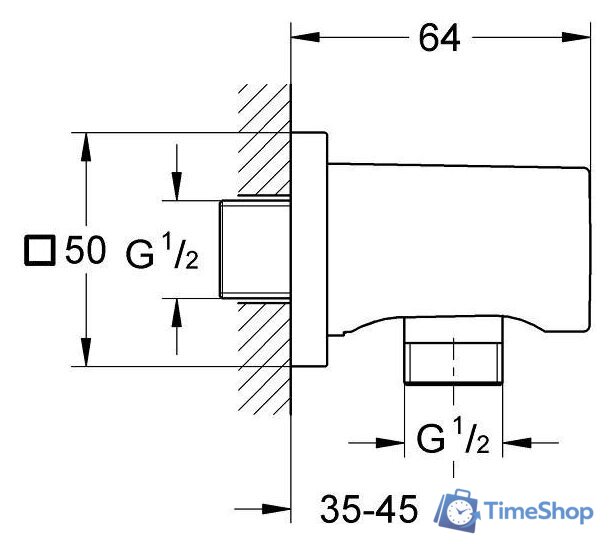 Шланговое подключение Grohe Rainshower 27076000 (хром) - Изображение №2 — Интернет-магазин Time-Shop