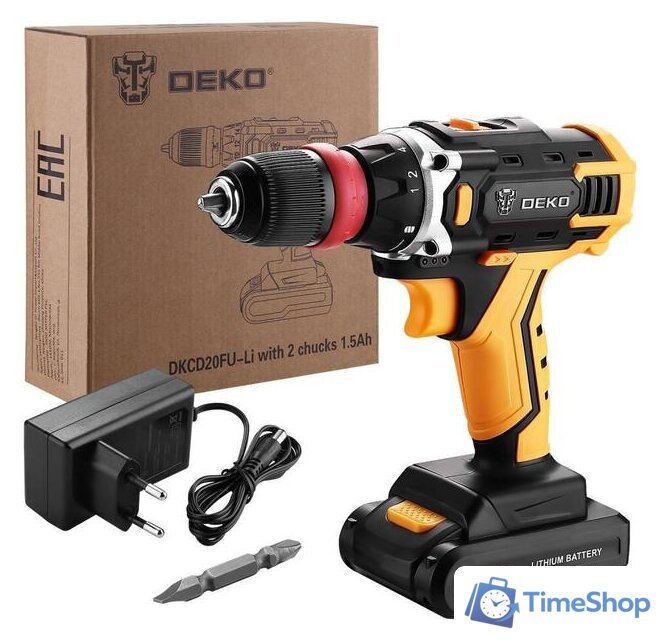 Дрель-шуруповерт Deko DKCD20FU-Li SET 1 063-4176 (с 1-им АКБ) - Изображение №1 — Интернет-магазин Time-Shop