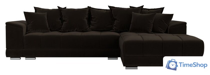 Угловой диван Лига диванов НордСтар правый 121115 (микровельвет коричневый/подушки микровельвет коричневый) - Изображение №2 — Интернет-магазин Time-Shop