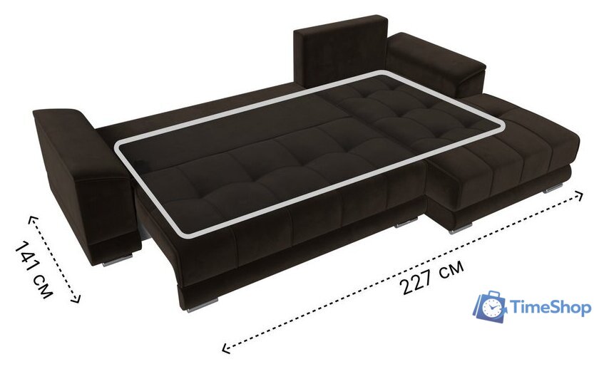 Угловой диван Лига диванов НордСтар правый 121115 (микровельвет коричневый/подушки микровельвет коричневый) - Изображение №9 — Интернет-магазин Time-Shop
