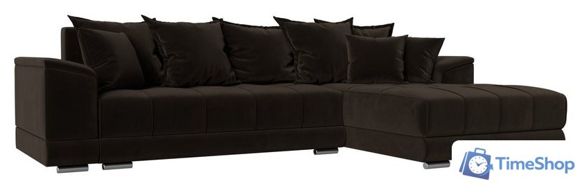 Угловой диван Лига диванов НордСтар правый 121115 (микровельвет коричневый/подушки микровельвет коричневый) - Изображение №1 — Интернет-магазин Time-Shop