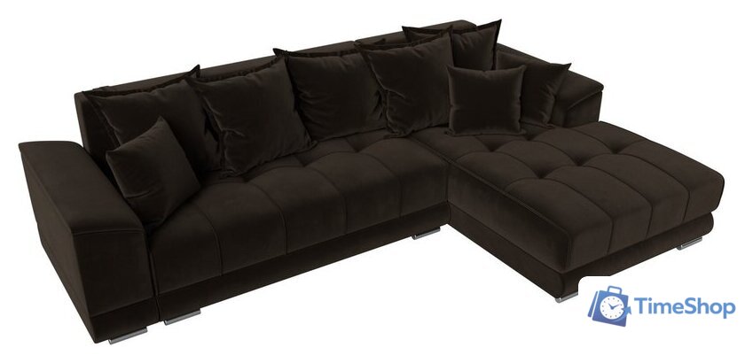 Угловой диван Лига диванов НордСтар правый 121115 (микровельвет коричневый/подушки микровельвет коричневый) - Изображение №6 — Интернет-магазин Time-Shop