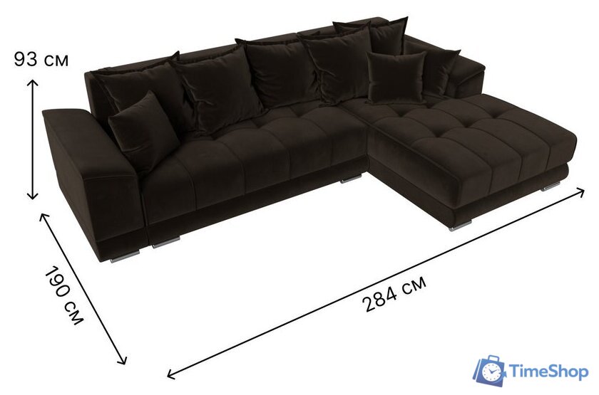 Угловой диван Лига диванов НордСтар правый 121115 (микровельвет коричневый/подушки микровельвет коричневый) - Изображение №10 — Интернет-магазин Time-Shop