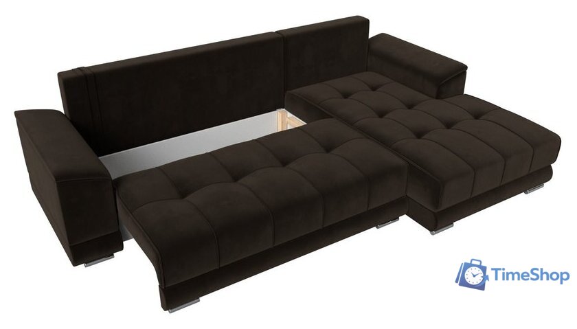 Угловой диван Лига диванов НордСтар правый 121115 (микровельвет коричневый/подушки микровельвет коричневый) - Изображение №7 — Интернет-магазин Time-Shop