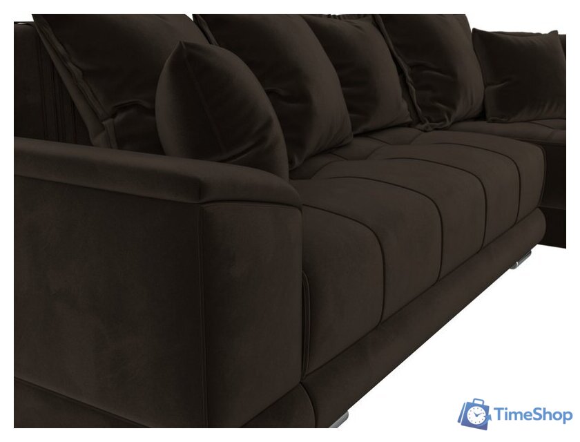 Угловой диван Лига диванов НордСтар правый 121115 (микровельвет коричневый/подушки микровельвет коричневый) - Изображение №3 — Интернет-магазин Time-Shop