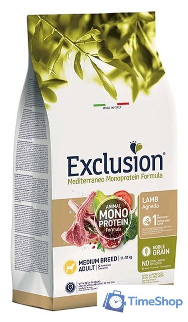 Сухой корм для собак Exclusion Monoprotein Lamb Noble Grain средних пород с ягненком NGALM12 (12 кг) - Изображение №1 — Интернет-магазин Time-Shop