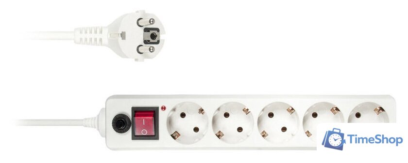 Сетевой фильтр Buro 5 розеток, белый, 3 м [500SH-3-W] - Изображение №1 — Интернет-магазин Time-Shop