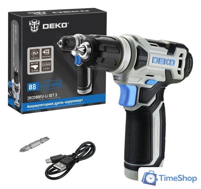 Дрель-шуруповерт Deko ZKCD80FU-Li Set 3 063-4128 (с 1-им АКБ) - Изображение №1 — Интернет-магазин Time-Shop