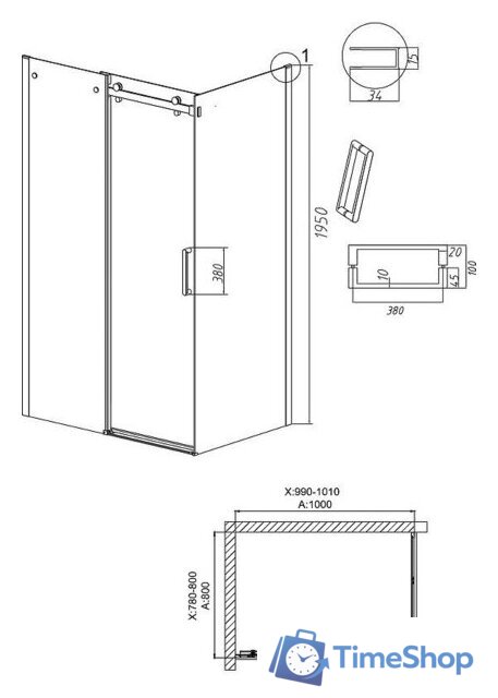 Душевой уголок Grossman Classic 100x80x195 120.K33.04.1080.42.00 - Изображение №10 — Интернет-магазин Time-Shop