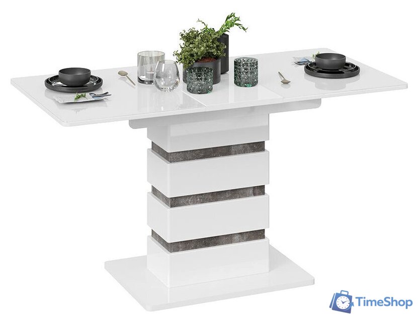 Кухонный стол Трия Мадейра тип 1 (белый глянец/ателье темный) - Изображение №4 — Интернет-магазин Time-Shop