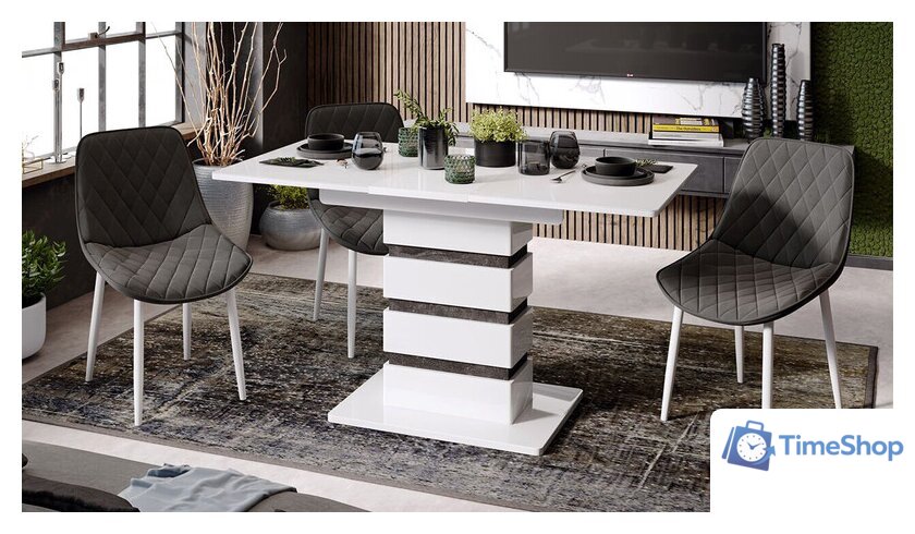 Кухонный стол Трия Мадейра тип 1 (белый глянец/ателье темный) - Изображение №1 — Интернет-магазин Time-Shop