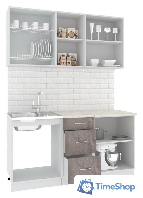 Готовая кухня Кортекс-мебель Корнелия Лира 1.6м (капучино/оникс/королевский опал) - Изображение №3 — Интернет-магазин Time-Shop