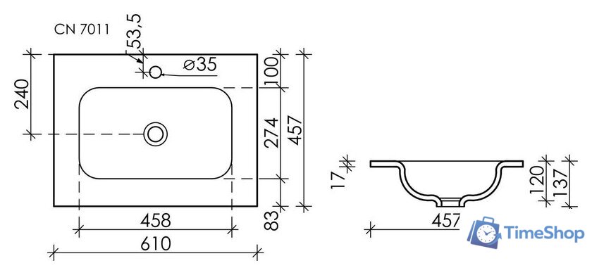 Умывальник Ceramica Nova CN7011MB - Изображение №3 — Интернет-магазин Time-Shop