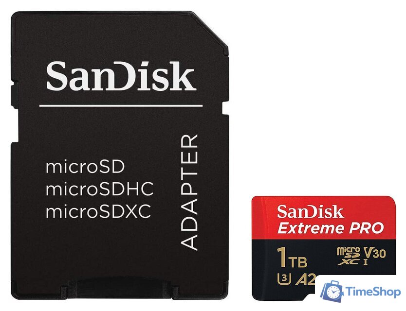 Карта памяти SanDisk Extreme PRO microSDXC SDSQXCD-1T00-GN6MA 1TB (с адаптером) - Изображение №1 — Интернет-магазин Time-Shop