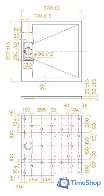Душевой поддон RGW TUS-W 90x90 - Изображение №3 — Интернет-магазин Time-Shop