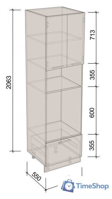 Шкаф-пенал Артём-Мебель 600мм СН-114.147 (ДСП бетон спаркс лайт/бетон спаркс) - Изображение №5 — Интернет-магазин Time-Shop