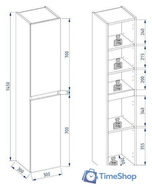  Lauter Шкаф-пенал Навесной Mia 30 (кашемир) - Изображение №4 — Интернет-магазин Time-Shop