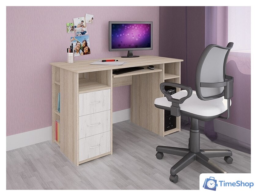 Стол Интерлиния СК-010 (дуб сонома/дуб белый) - Изображение №1 — Интернет-магазин Time-Shop