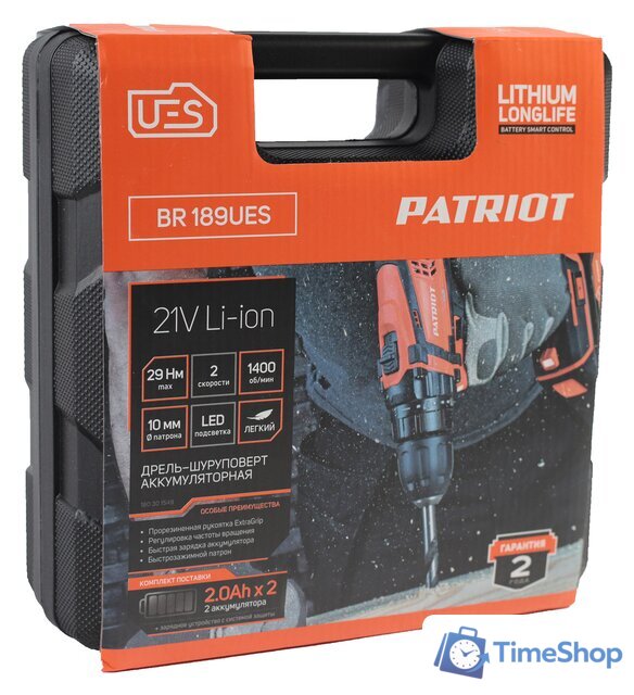 Дрель-шуруповерт Patriot BR 189 UES 180301549 (с 2-мя АКБ, кейс) - Изображение №10 — Интернет-магазин Time-Shop
