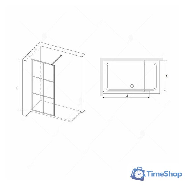 Душевая стенка RGW WA-011B 35101170-84 70 (черный/прозрачное стекло) - Изображение №2 — Интернет-магазин Time-Shop