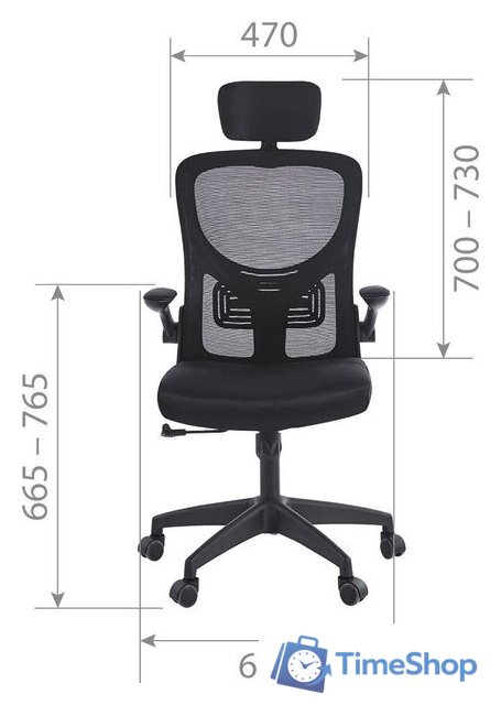 Офисное кресло CHAIRMAN CH633 (ткань, черный пластик/черный) - Изображение №5 — Интернет-магазин Time-Shop