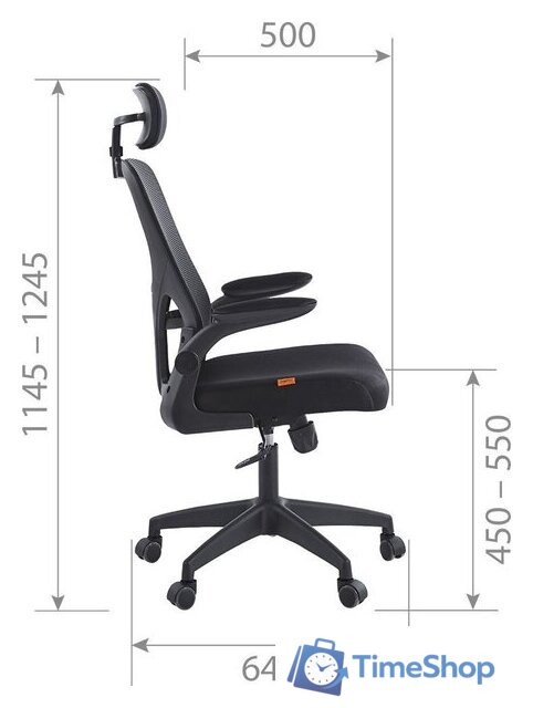 Офисное кресло CHAIRMAN CH633 (ткань, черный пластик/черный) - Изображение №6 — Интернет-магазин Time-Shop