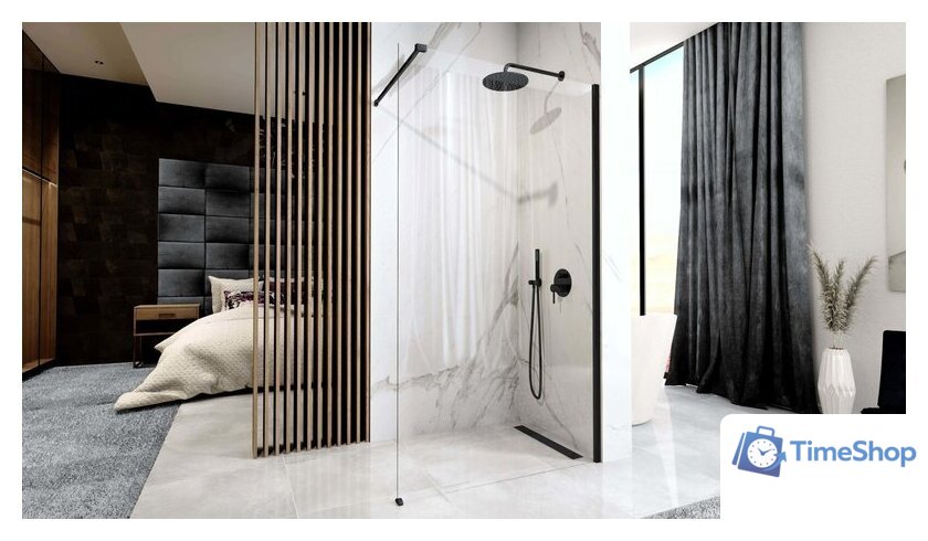 Душевая стенка Rea Aero 110 (черный/прозрачное стекло) - Изображение №3 — Интернет-магазин Time-Shop