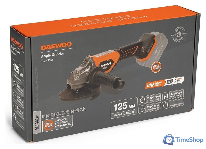 Угловая шлифмашина Daewoo Power DAG 3021Li (без АКБ) - Изображение №13 — Интернет-магазин Time-Shop