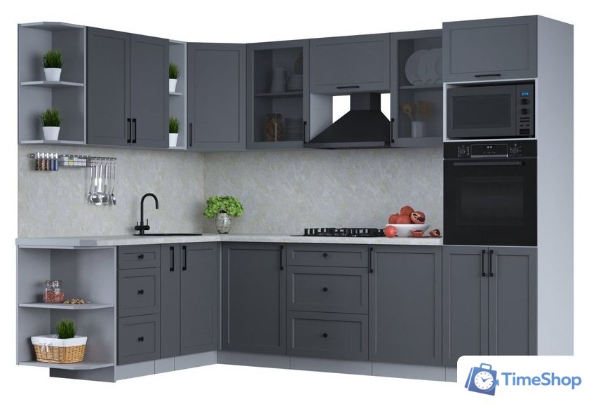 Готовая кухня Интерлиния Тренд 1.88x2.8 ВТ левая (пепел/пепел/опал светлый) - Изображение №1 — Интернет-магазин Time-Shop