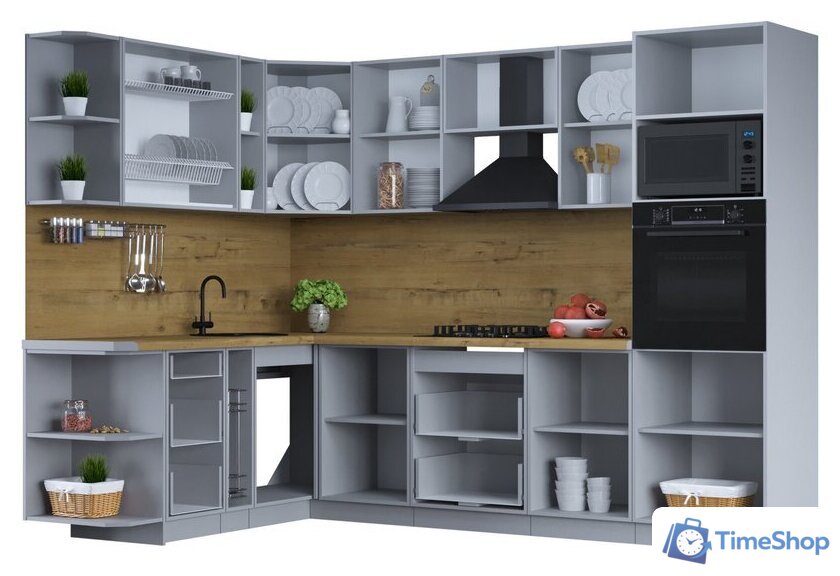 Готовая кухня Интерлиния Тренд 1.88x2.8 ВТ левая (пепел/пепел/опал светлый) - Изображение №3 — Интернет-магазин Time-Shop