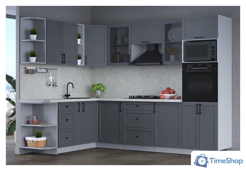 Готовая кухня Интерлиния Тренд 1.88x2.8 ВТ левая (пепел/пепел/опал светлый) - Изображение №2 — Интернет-магазин Time-Shop