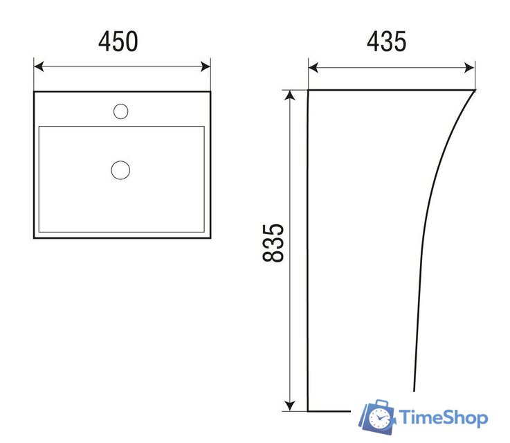 Умывальник WeltWasser LEERBACH 4543 GL-WT - Изображение №2 — Интернет-магазин Time-Shop