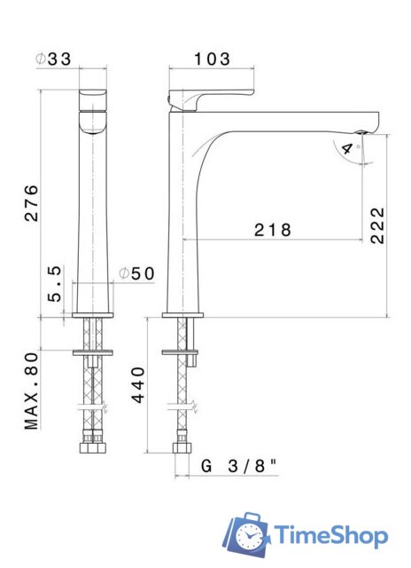 Смеситель Kerama Marazzi Ole 69415KM.21.018 - Изображение №6 — Интернет-магазин Time-Shop