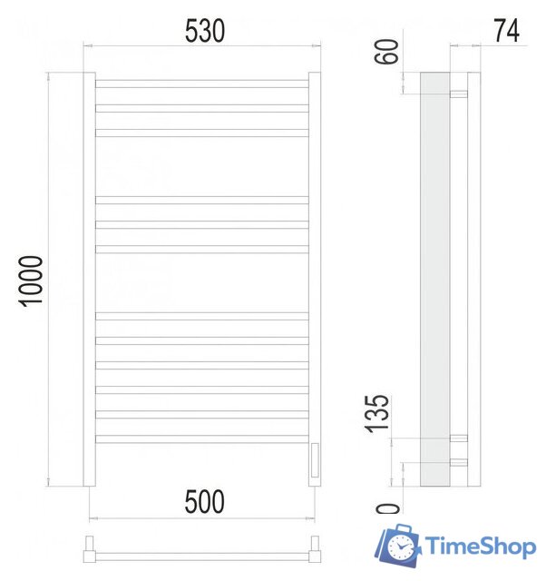 Полотенцесушитель TERMINUS Сицилия П12 500x1000 (RAL 9005 черный матовый) - Изображение №3 — Интернет-магазин Time-Shop