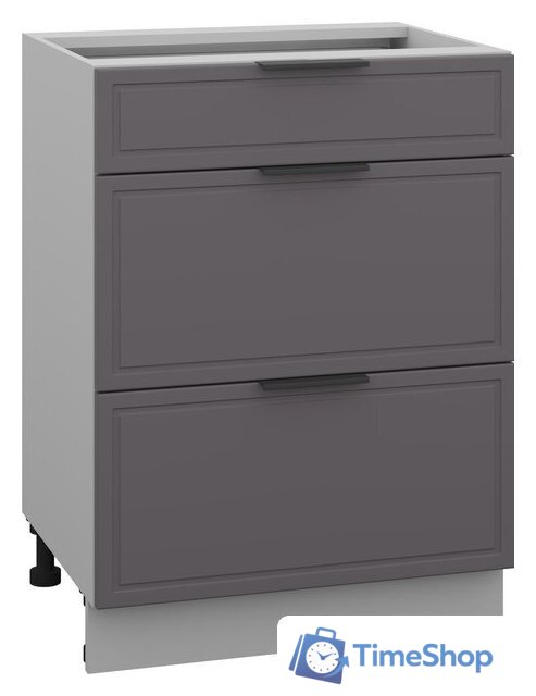 Шкаф напольный Arvento Корнелия Флок-плюс НШ60р3ш без столешницы (графит софт) - Изображение №1 — Интернет-магазин Time-Shop