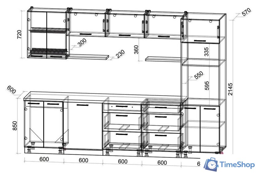 Готовая кухня Интерлиния Мила Gloss 3.0-ПМ1 (белый глянец/белый глянец/дуб бунратти) - Изображение №5 — Интернет-магазин Time-Shop