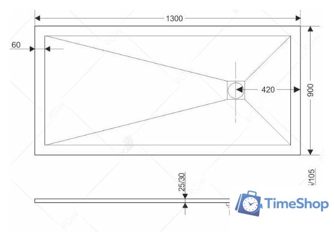 Душевой поддон RGW ST-0118W 110х80 - Изображение №2 — Интернет-магазин Time-Shop